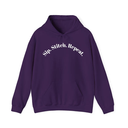 Sip. Stitch. Repeat.™ Hoodie – Cozy Crochet & Knitting Hoodie for Yarn Lovers | Crafting Pullover Sweatshirt