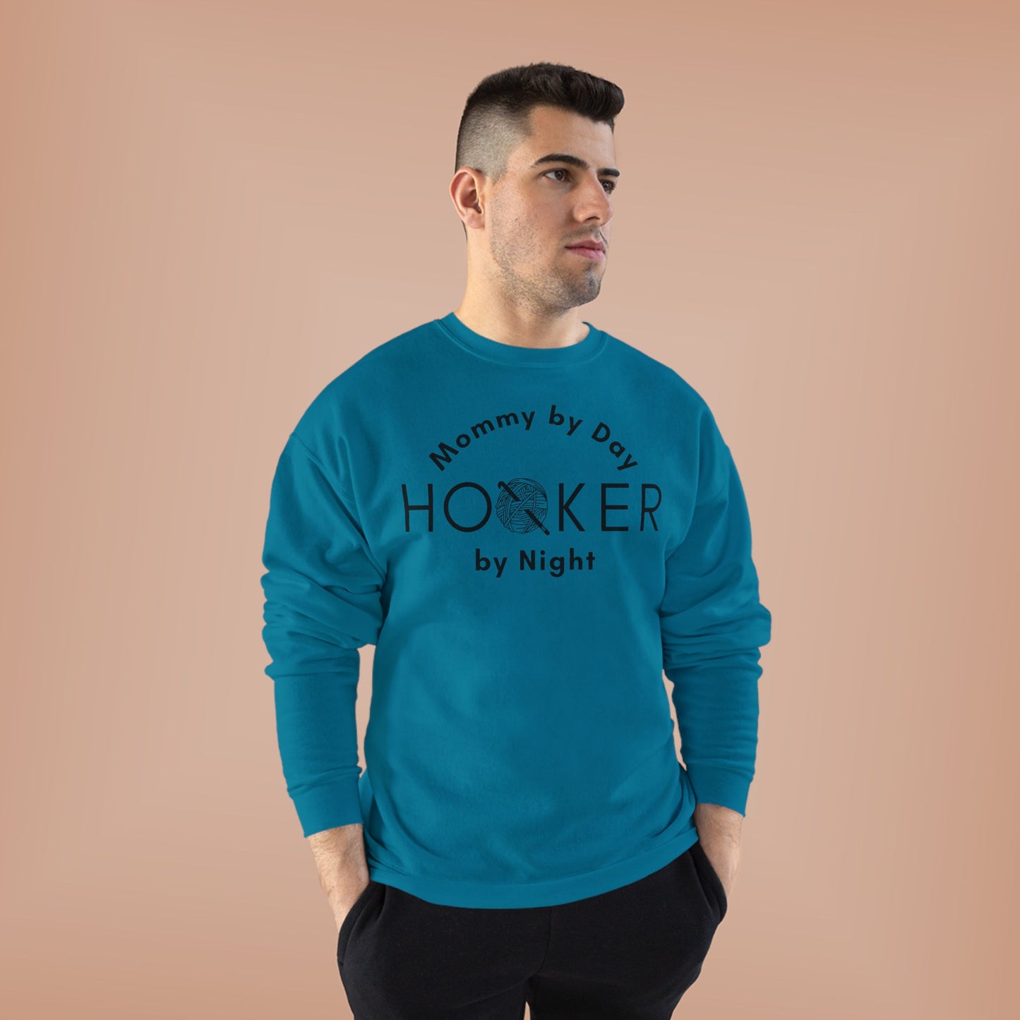 Mommy by Day Hooker by Night Sweatshirt – Funny Crochet Sweatshirt, Yarn Lover Gift, Crochet Humor Crewneck