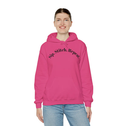 Sip. Stitch. Repeat.™ Hoodie – Cozy Crochet & Knitting Hoodie for Yarn Lovers | Crafting Pullover Sweatshirt