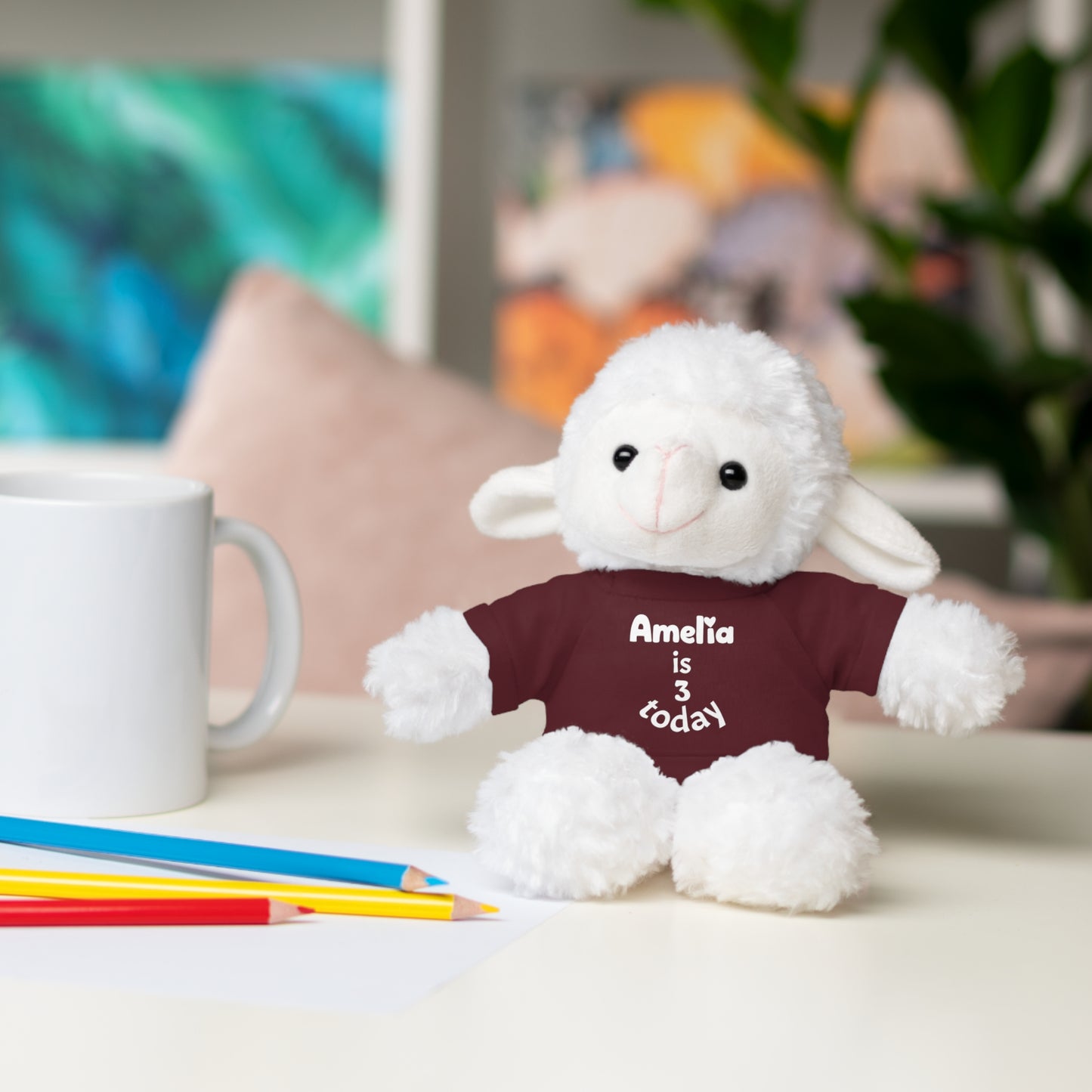 Personalized Birthday Plush Animal – Custom Name & Age Teddy, Bunny, Lion, Panda Gift for Kids