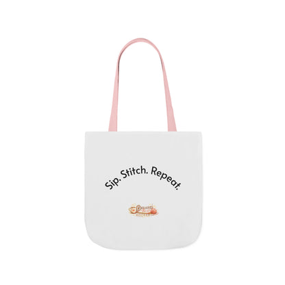 Sip. Stitch. Repeat.™ Tote Bag  for Crochet Knitting Yarn Lover Crafter Project Bag