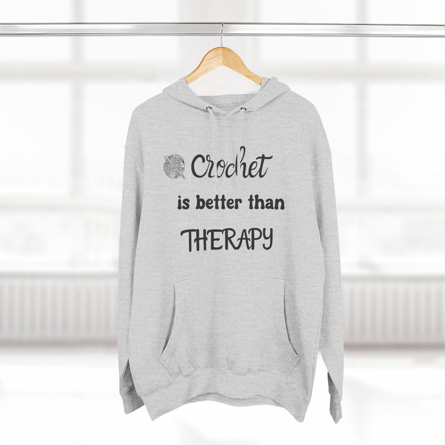 Crochet Is Better Than Therapy Hoodie – Funny Crochet Lover Hoodie, Knitter & Crocheter Gift, Cozy Yarn Lover Pullover