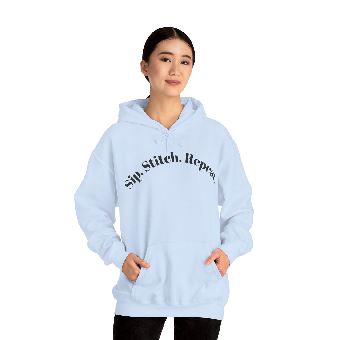 Sip. Stitch. Repeat.™ Hoodie – Cozy Crochet & Knitting Hoodie for Yarn Lovers | Crafting Pullover Sweatshirt