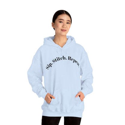 Sip. Stitch. Repeat.™ Hoodie – Cozy Crochet & Knitting Hoodie for Yarn Lovers | Crafting Pullover Sweatshirt