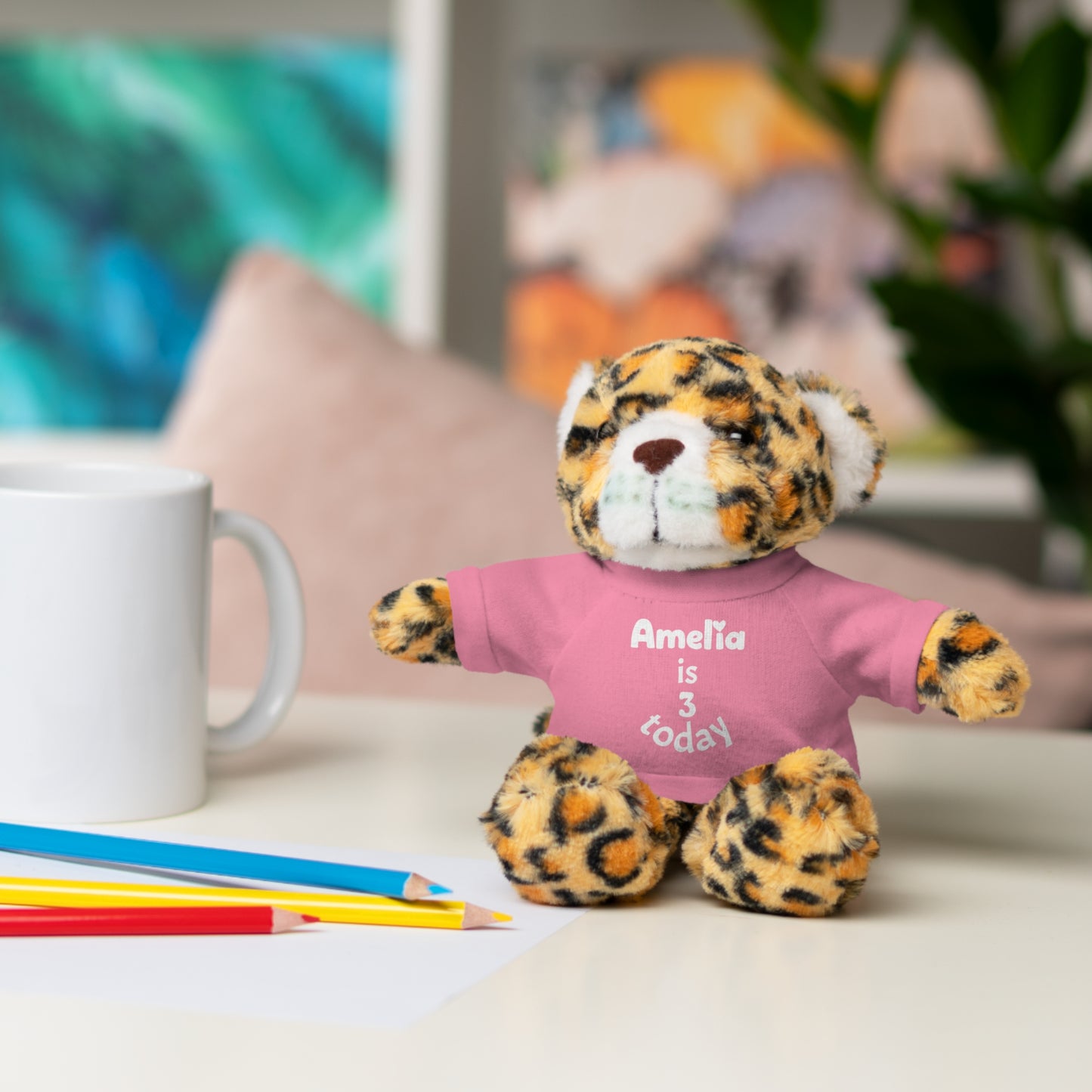 Personalized Birthday Plush Animal – Custom Name & Age Teddy, Bunny, Lion, Panda Gift for Kids