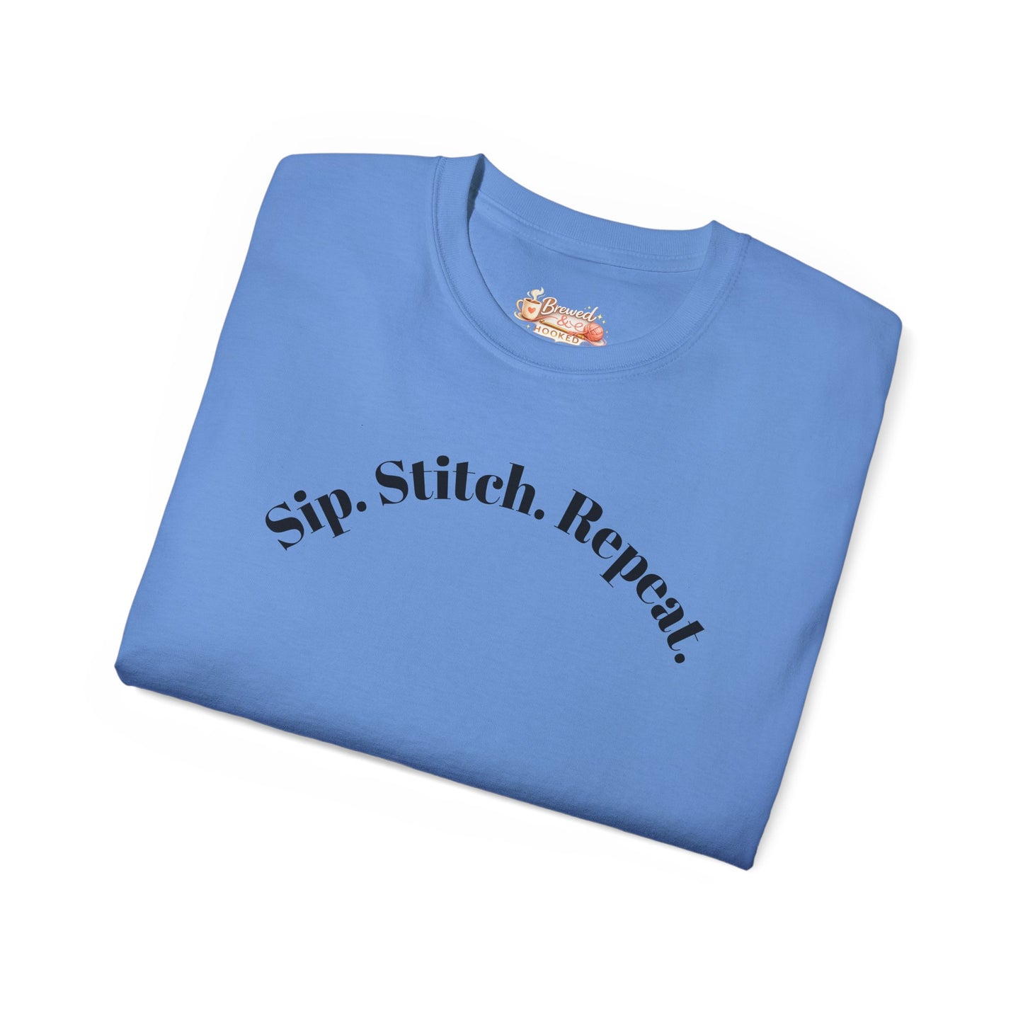 Sip. Stitch. Repeat.™ Shirt – Crochet & Knitting Lover Vintage Tee | Yarn Lover Gift | Cozy Crafter T-Shirt