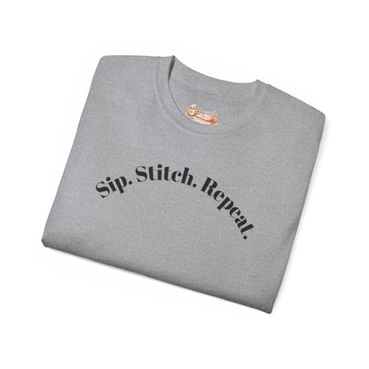Sip. Stitch. Repeat.™ Shirt – Crochet & Knitting Lover Vintage Tee | Yarn Lover Gift | Cozy Crafter T-Shirt