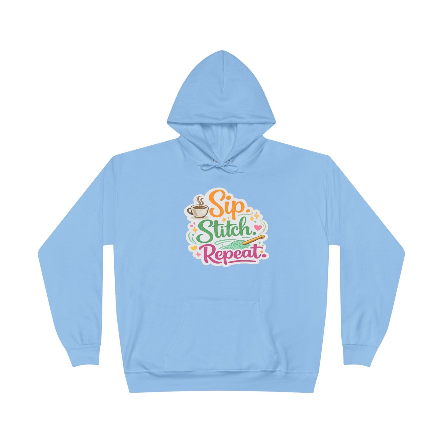 Sip. Stitch. Repeat.™ Hoodie – Cozy Crochet & Coffee Pullover for Makers | Yarn Lover Craft Hoodie