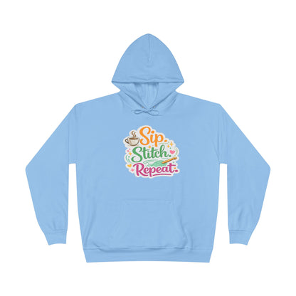 Sip. Stitch. Repeat.™ Hoodie – Cozy Crochet & Coffee Pullover for Makers | Yarn Lover Craft Hoodie