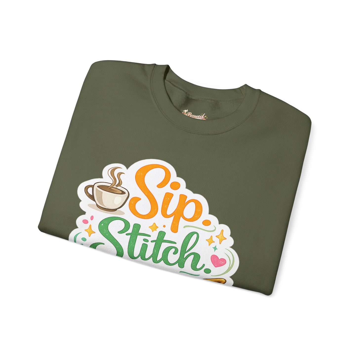 Sip. Stitch. Repeat.™ Sweatshirt — Cozy Maker Crewneck