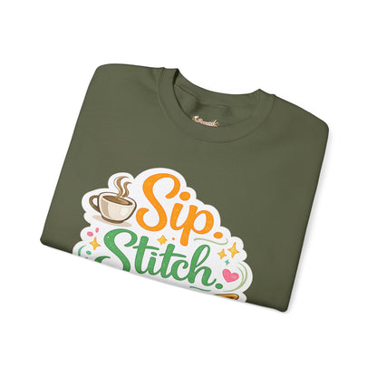 Sip. Stitch. Repeat.™ Sweatshirt — Cozy Maker Crewneck