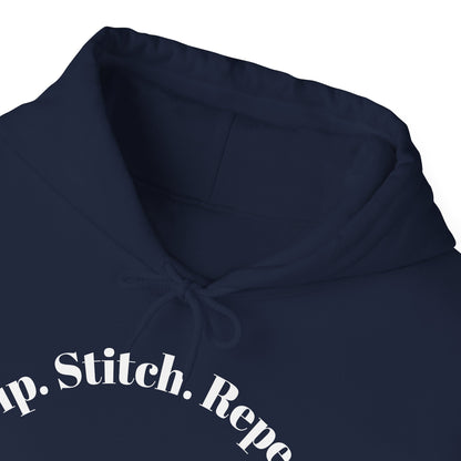 Sip. Stitch. Repeat.™ Hoodie – Cozy Crochet & Knitting Hoodie for Yarn Lovers | Crafting Pullover Sweatshirt
