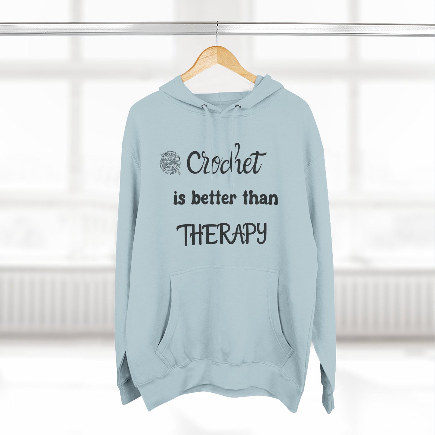 Crochet Is Better Than Therapy Hoodie – Funny Crochet Lover Hoodie, Knitter & Crocheter Gift, Cozy Yarn Lover Pullover