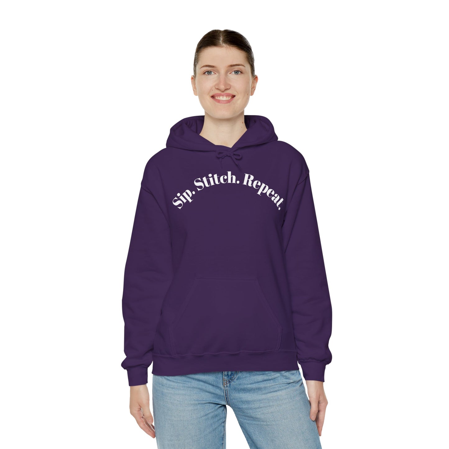 Sip. Stitch. Repeat.™ Hoodie – Cozy Crochet & Knitting Hoodie for Yarn Lovers | Crafting Pullover Sweatshirt