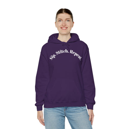 Sip. Stitch. Repeat.™ Hoodie – Cozy Crochet & Knitting Hoodie for Yarn Lovers | Crafting Pullover Sweatshirt