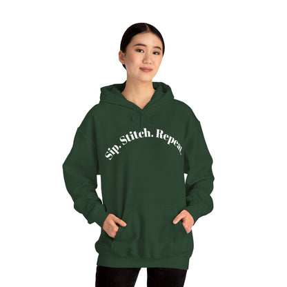Sip. Stitch. Repeat.™ Hoodie – Cozy Crochet & Knitting Hoodie for Yarn Lovers | Crafting Pullover Sweatshirt