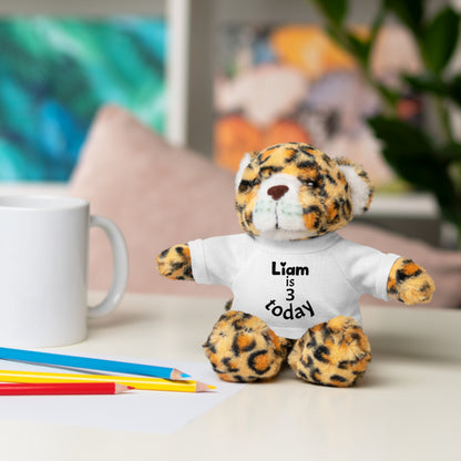 Personalized Birthday Plush Animal – Custom Name & Age Teddy, Bunny, Lion, Panda Gift for Kids