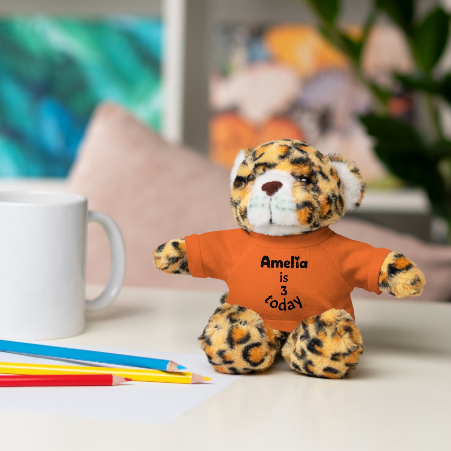 Personalized Birthday Plush Animal – Custom Name & Age Teddy, Bunny, Lion, Panda Gift for Kids