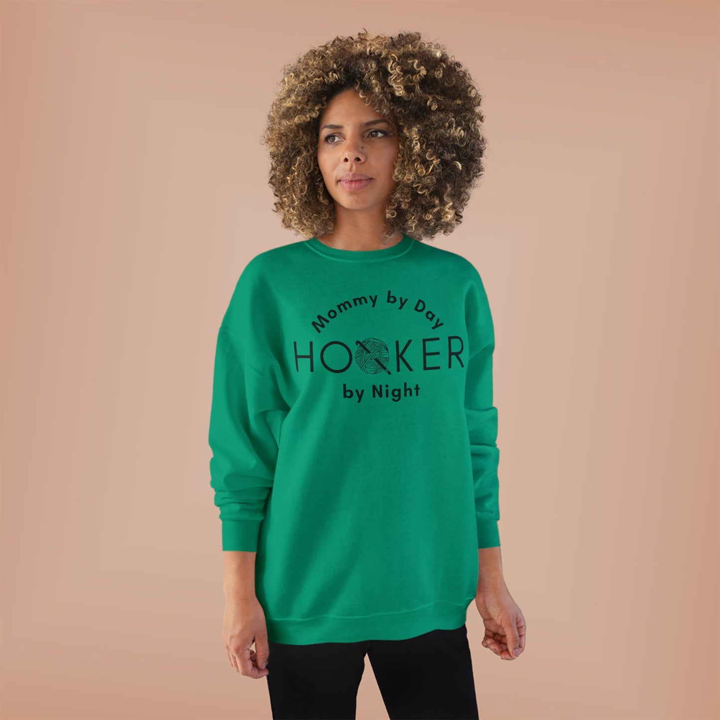 Mommy by Day Hooker by Night Sweatshirt – Funny Crochet Sweatshirt, Yarn Lover Gift, Crochet Humor Crewneck