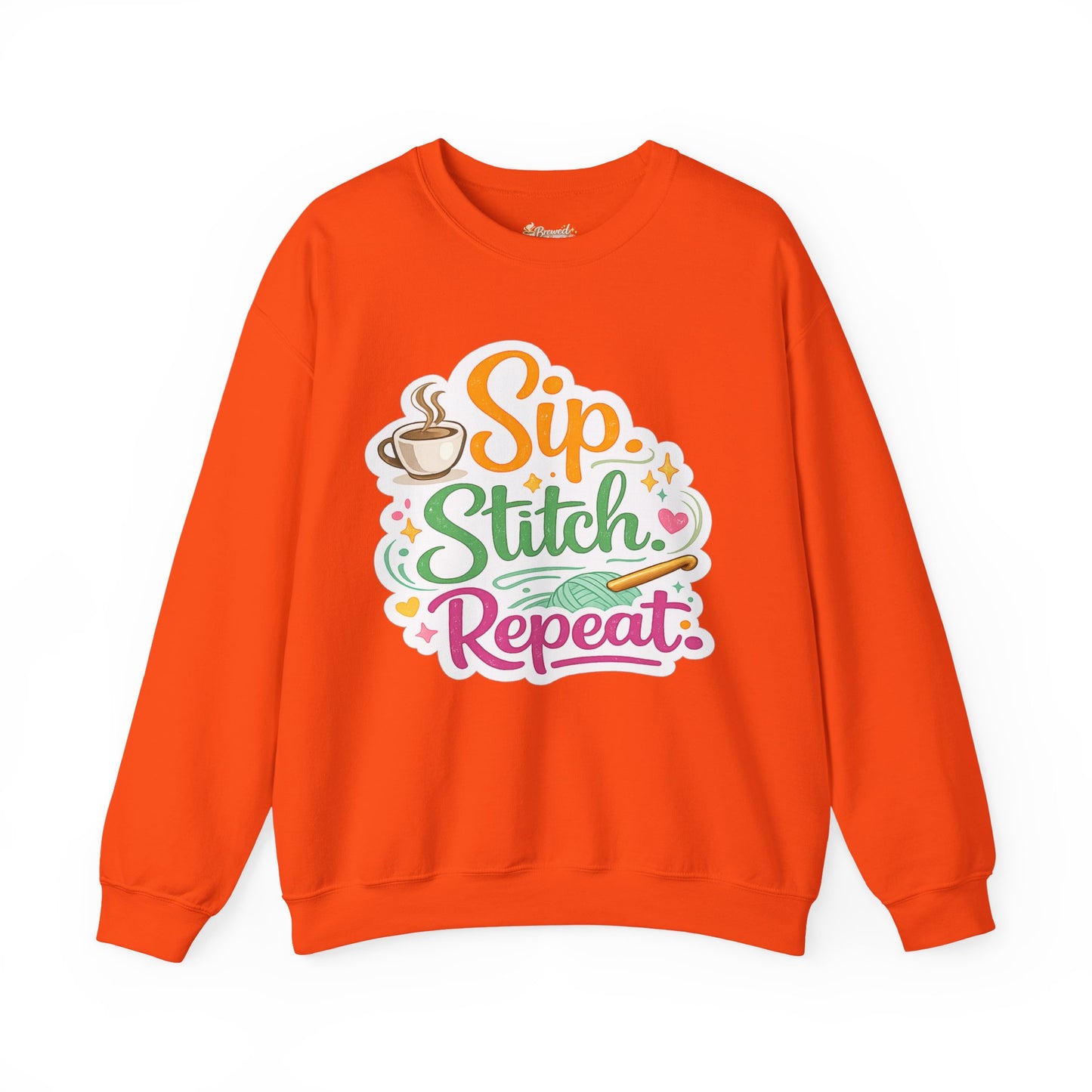Sip. Stitch. Repeat.™ Sweatshirt — Cozy Maker Crewneck