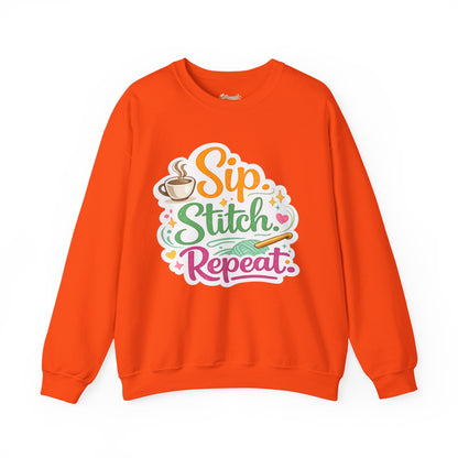 Sip. Stitch. Repeat.™ Sweatshirt — Cozy Maker Crewneck
