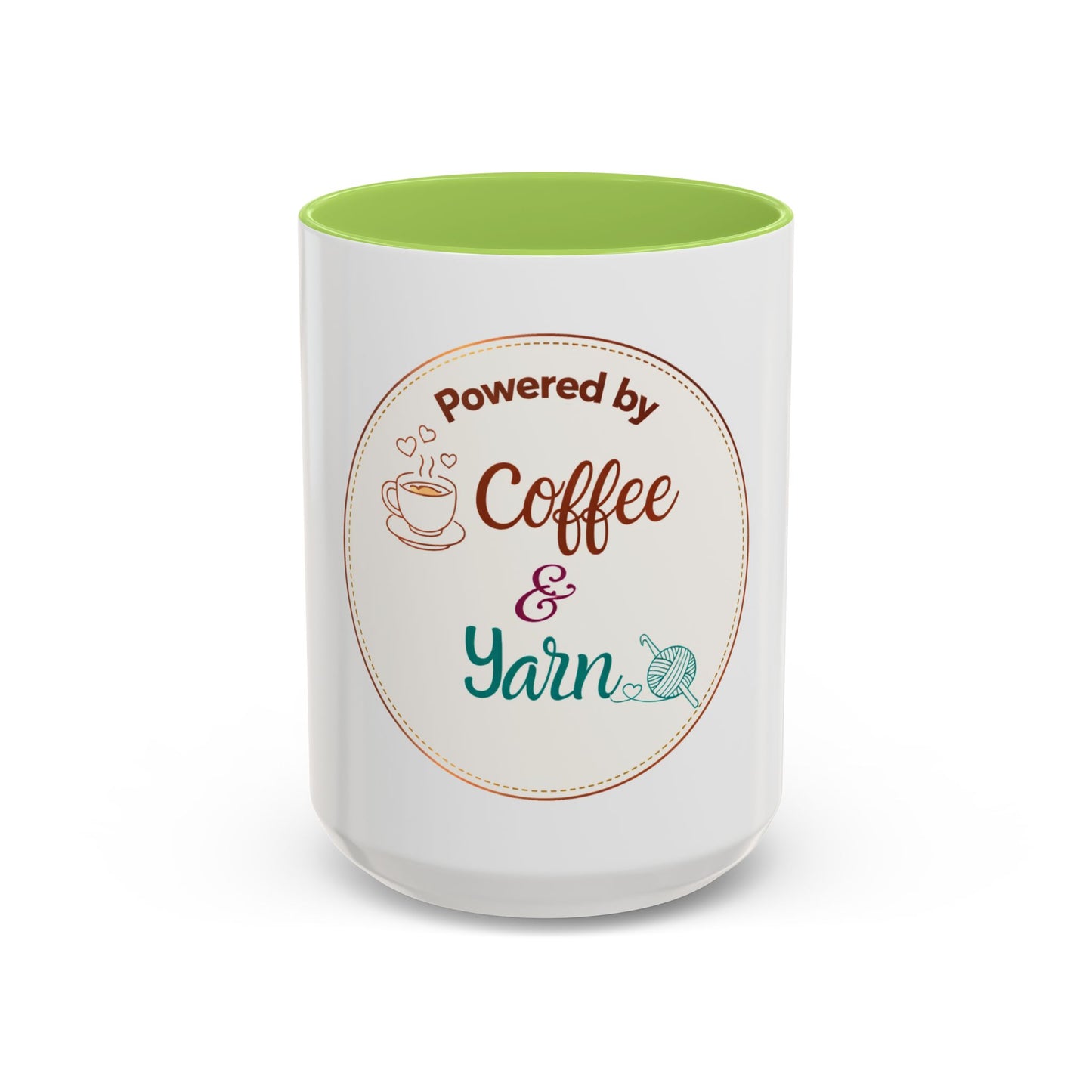 Powered by Coffee & Yarn Mug – Crochet Lover Coffee Cup | Knitting & Yarn Gift for Crocheters | Cozy Crafter Mug 11oz 15oz