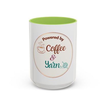 Powered by Coffee & Yarn Mug – Crochet Lover Coffee Cup | Knitting & Yarn Gift for Crocheters | Cozy Crafter Mug 11oz 15oz