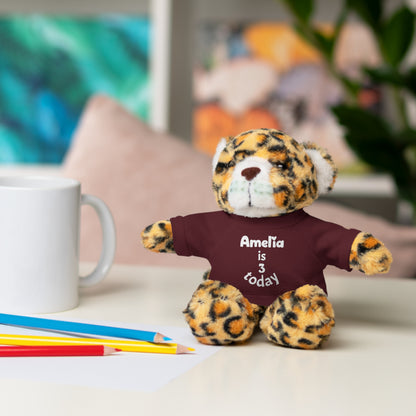 Personalized Birthday Plush Animal – Custom Name & Age Teddy, Bunny, Lion, Panda Gift for Kids