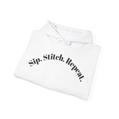 Sip. Stitch. Repeat.™ Hoodie – Cozy Crochet & Knitting Hoodie for Yarn Lovers | Crafting Pullover Sweatshirt