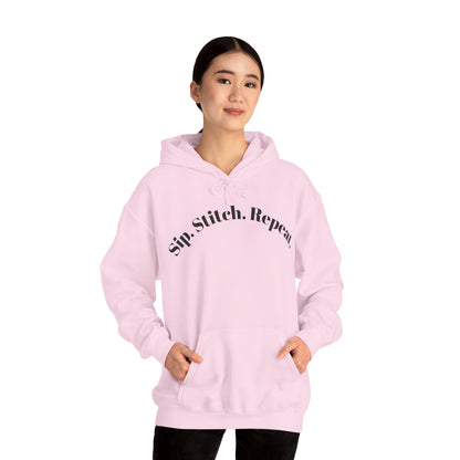 Sip. Stitch. Repeat.™ Hoodie – Cozy Crochet & Knitting Hoodie for Yarn Lovers | Crafting Pullover Sweatshirt
