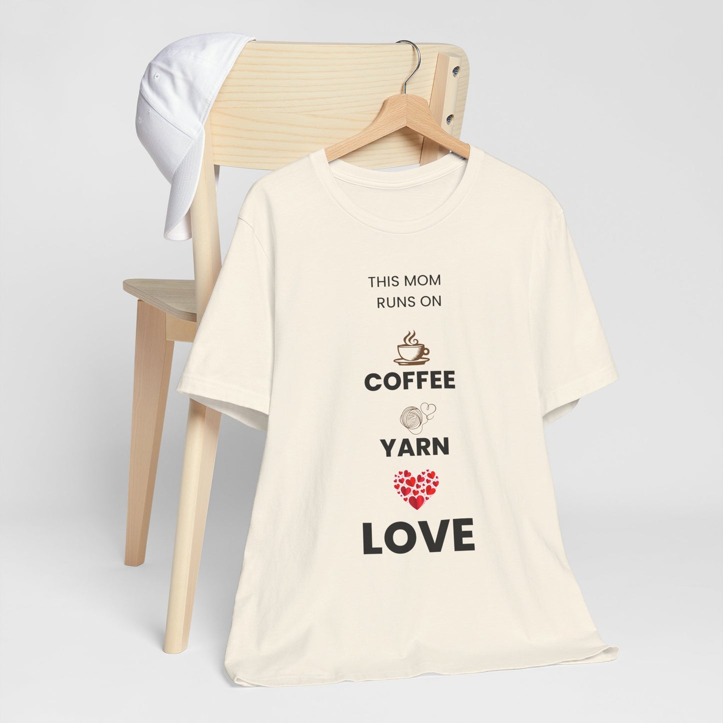 Coffee Yarn Love T-Shirt – This Mom Runs on Coffee & Yarn Tee, Crochet Lover Gift, Knitting Mom Shirt, Mother Grandma Aunt Gift Idea