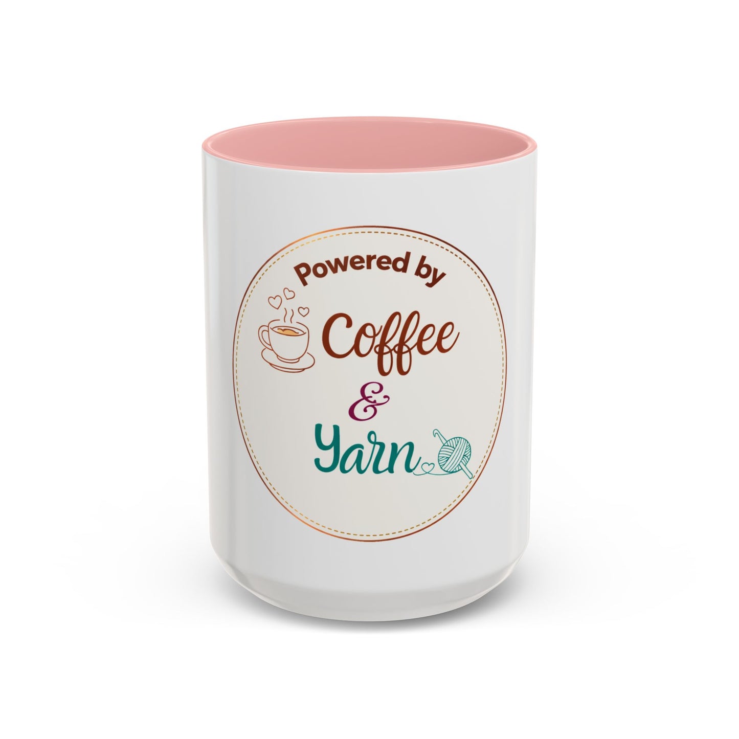 Powered by Coffee & Yarn Mug – Crochet Lover Coffee Cup | Knitting & Yarn Gift for Crocheters | Cozy Crafter Mug 11oz 15oz