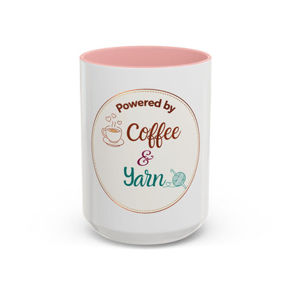 Powered by Coffee & Yarn Mug – Crochet Lover Coffee Cup | Knitting & Yarn Gift for Crocheters | Cozy Crafter Mug 11oz 15oz