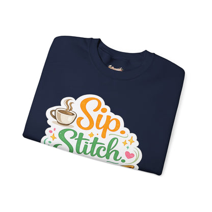 Sip. Stitch. Repeat.™ Sweatshirt — Cozy Maker Crewneck
