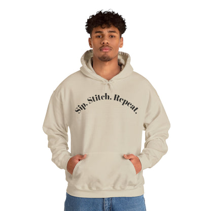 Sip. Stitch. Repeat.™ Hoodie – Cozy Crochet & Knitting Hoodie for Yarn Lovers | Crafting Pullover Sweatshirt