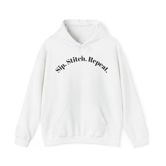 Sip. Stitch. Repeat.™ Hoodie – Cozy Crochet & Knitting Hoodie for Yarn Lovers | Crafting Pullover Sweatshirt