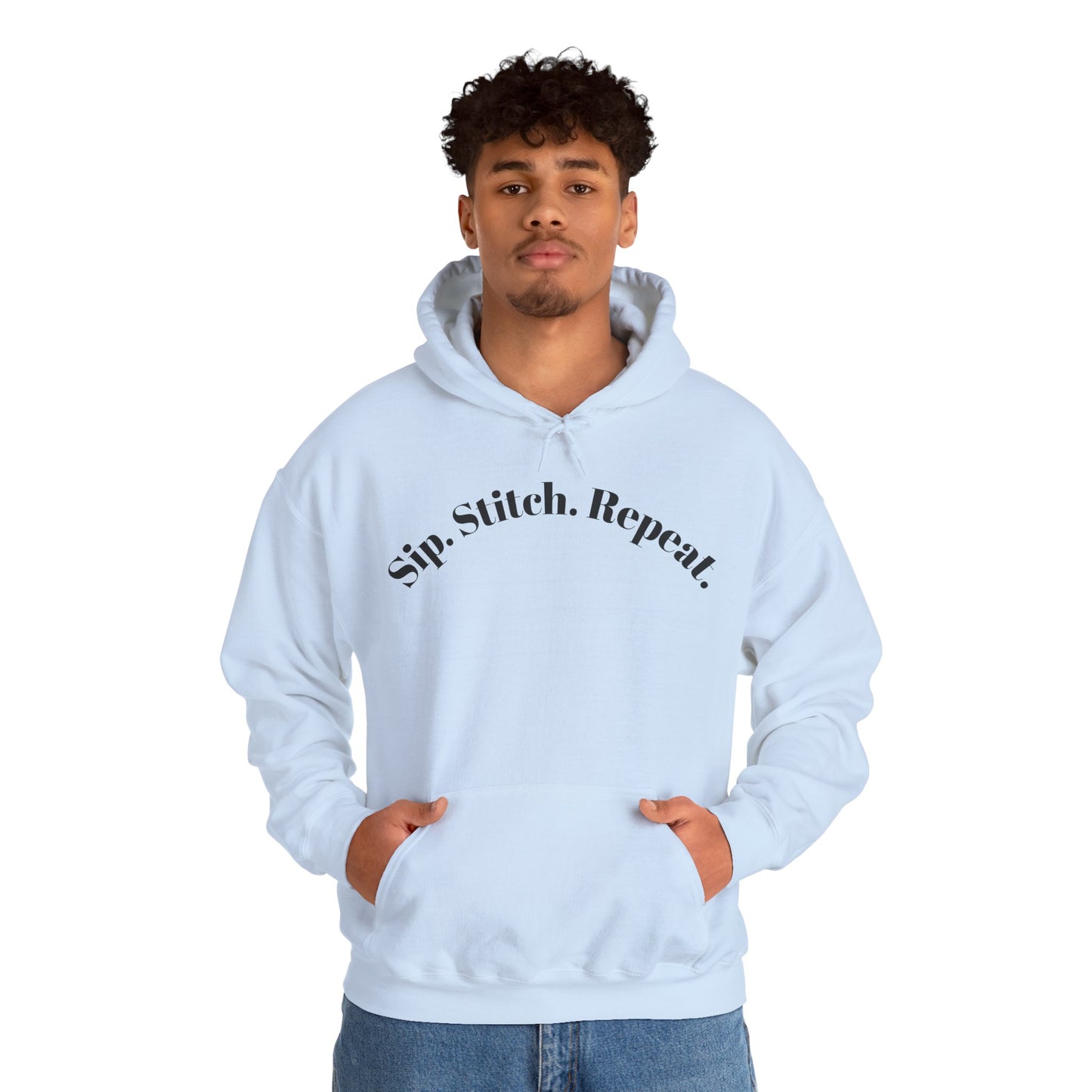 Sip. Stitch. Repeat.™ Hoodie – Cozy Crochet & Knitting Hoodie for Yarn Lovers | Crafting Pullover Sweatshirt