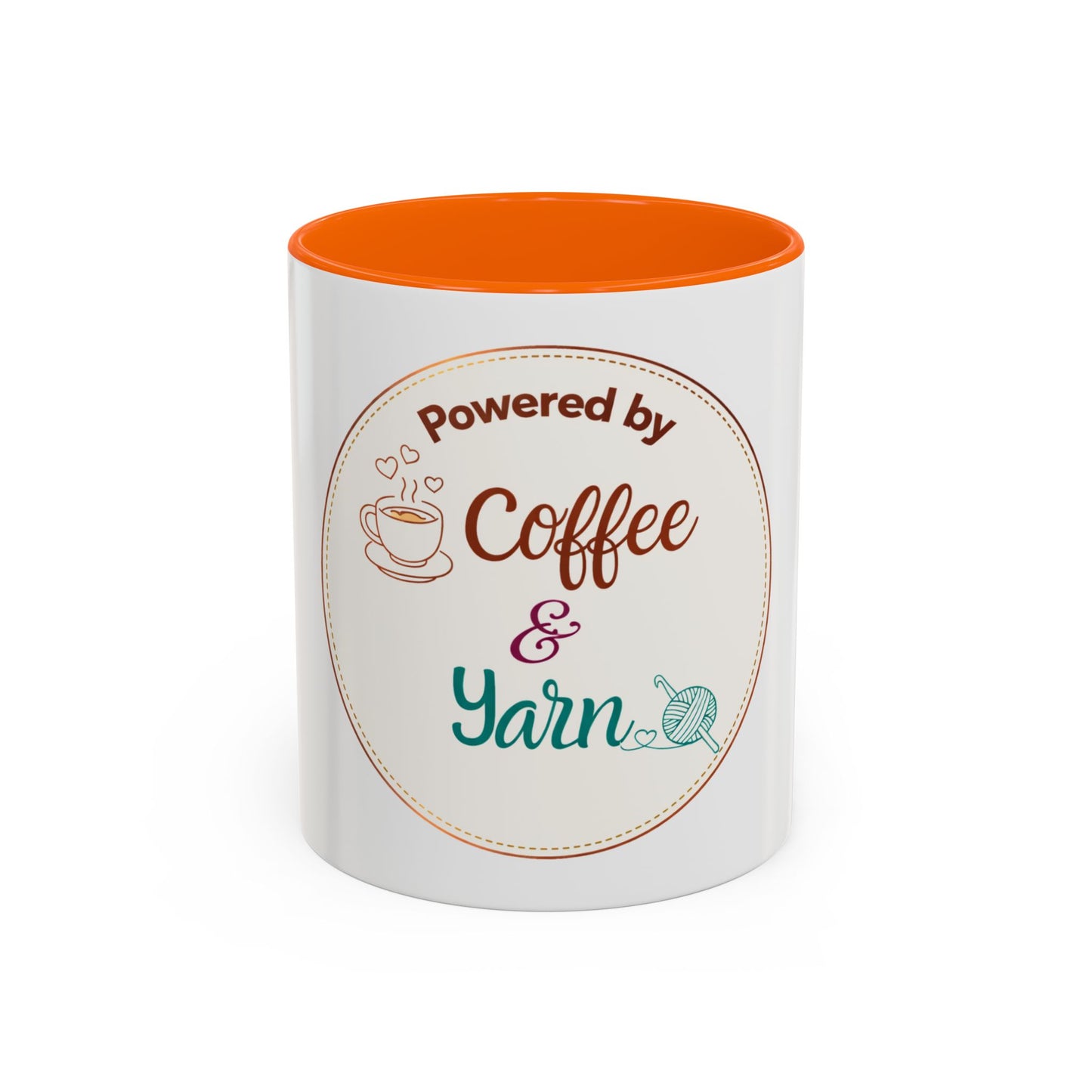 Powered by Coffee & Yarn Mug – Crochet Lover Coffee Cup | Knitting & Yarn Gift for Crocheters | Cozy Crafter Mug 11oz 15oz