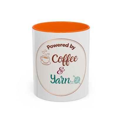 Powered by Coffee & Yarn Mug – Crochet Lover Coffee Cup | Knitting & Yarn Gift for Crocheters | Cozy Crafter Mug 11oz 15oz
