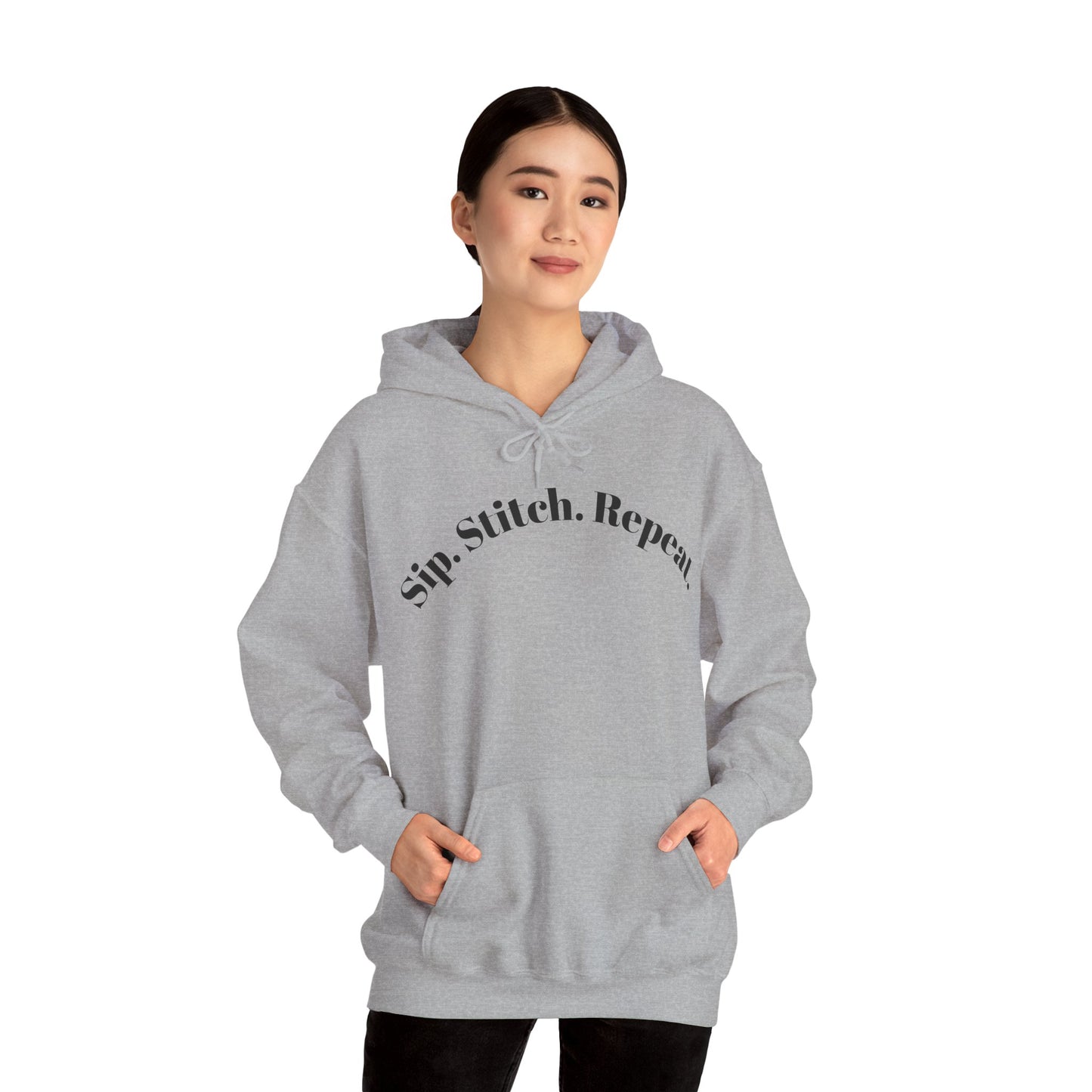 Sip. Stitch. Repeat.™ Hoodie – Cozy Crochet & Knitting Hoodie for Yarn Lovers | Crafting Pullover Sweatshirt