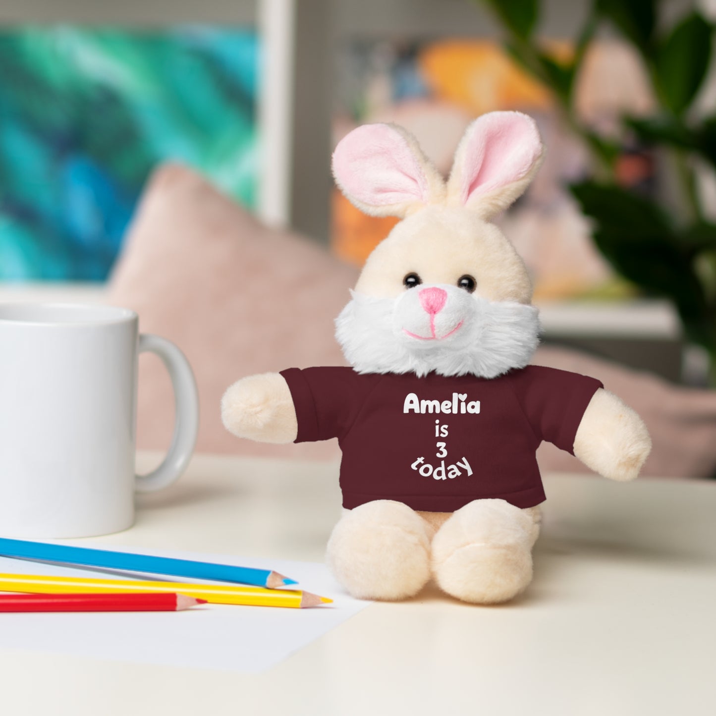 Personalized Birthday Plush Animal – Custom Name & Age Teddy, Bunny, Lion, Panda Gift for Kids