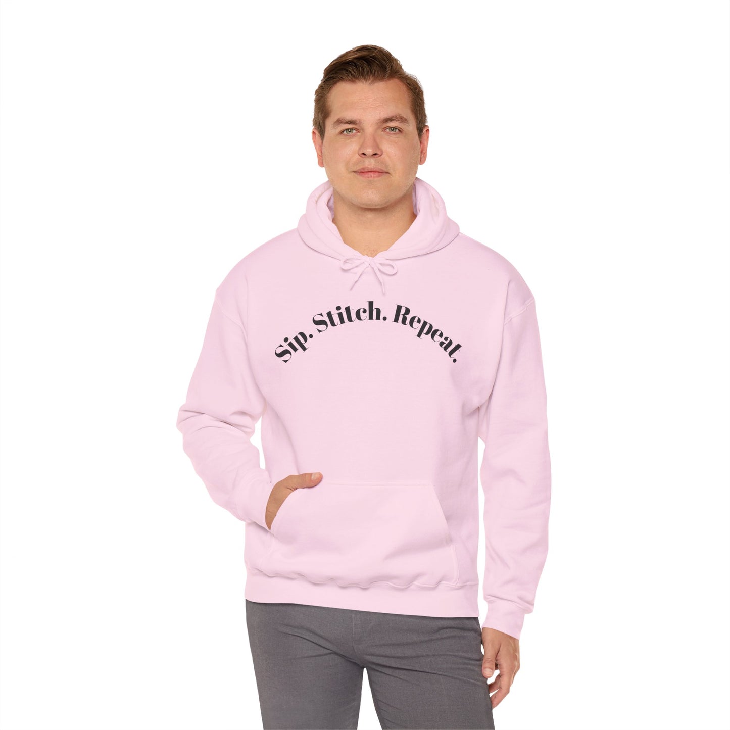 Sip. Stitch. Repeat.™ Hoodie – Cozy Crochet & Knitting Hoodie for Yarn Lovers | Crafting Pullover Sweatshirt