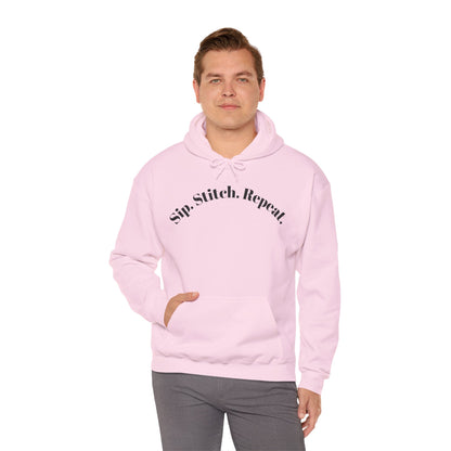 Sip. Stitch. Repeat.™ Hoodie – Cozy Crochet & Knitting Hoodie for Yarn Lovers | Crafting Pullover Sweatshirt