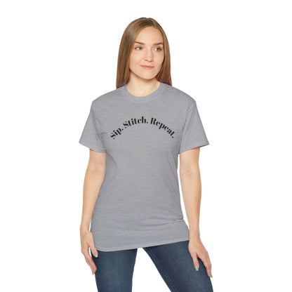 Sip. Stitch. Repeat.™ Shirt – Crochet & Knitting Lover Vintage Tee | Yarn Lover Gift | Cozy Crafter T-Shirt
