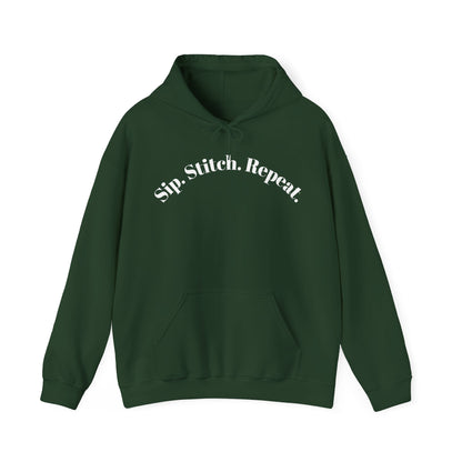 Sip. Stitch. Repeat.™ Hoodie – Cozy Crochet & Knitting Hoodie for Yarn Lovers | Crafting Pullover Sweatshirt