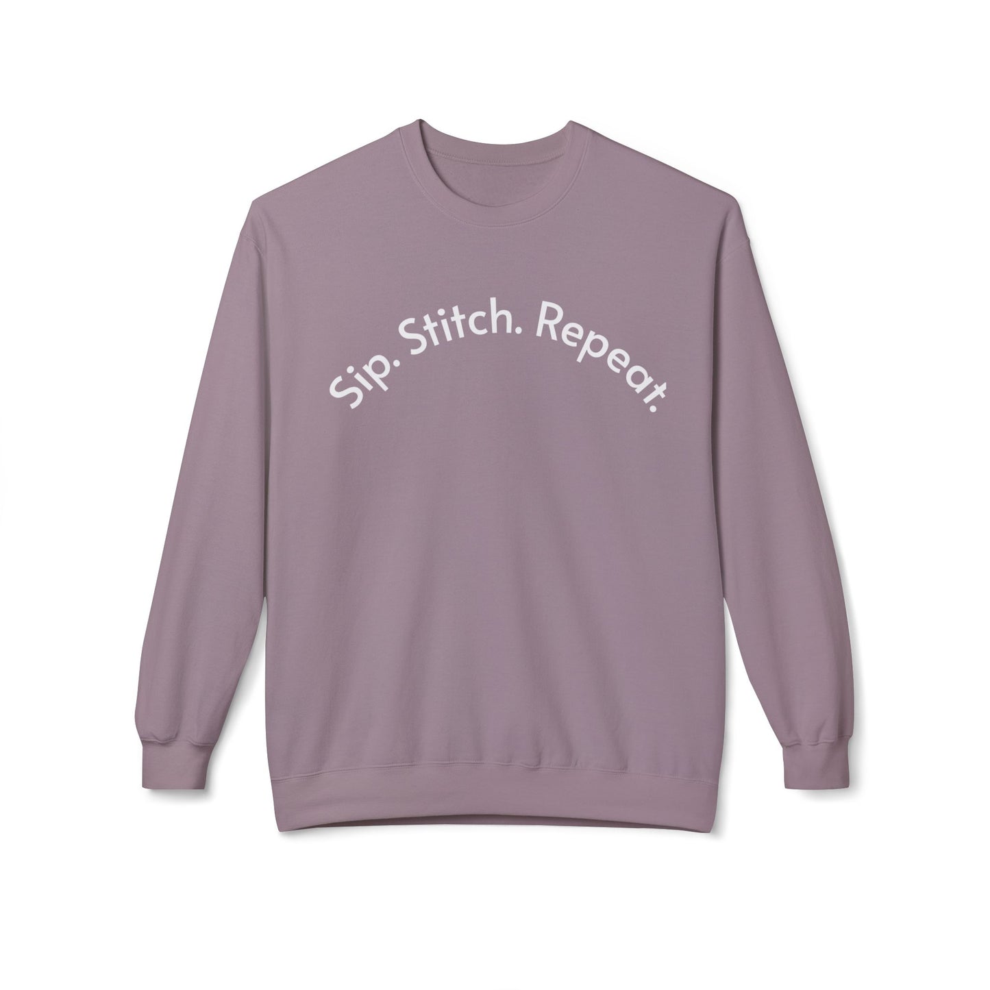 Sip Stitch Repeat™ Crochet & Knitting Sweatshirt – Brewed & Hooked Cozy Crewneck for Yarn Lovers, Coffee & Crochet Gift