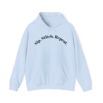 Sip. Stitch. Repeat.™ Hoodie – Cozy Crochet & Knitting Hoodie for Yarn Lovers | Crafting Pullover Sweatshirt