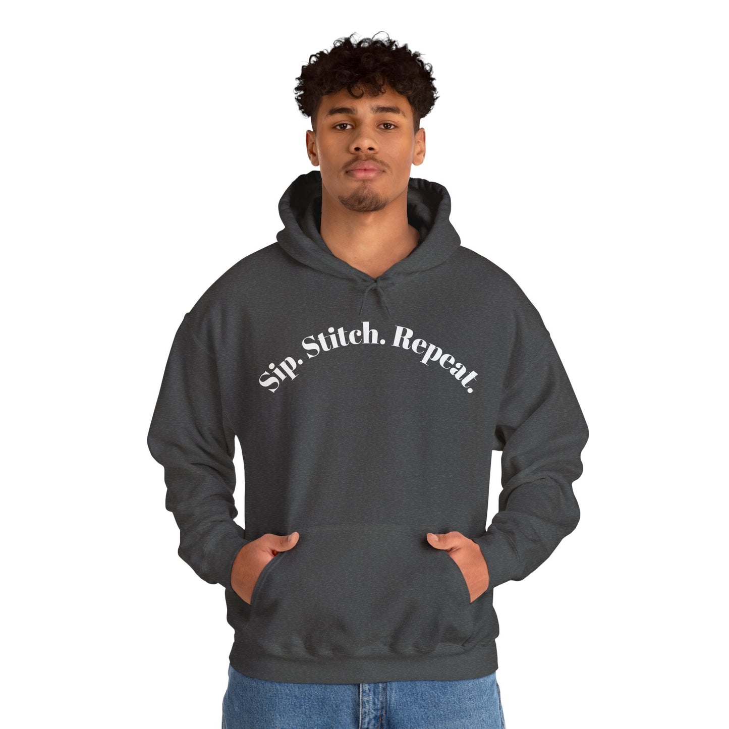 Sip. Stitch. Repeat.™ Hoodie – Cozy Crochet & Knitting Hoodie for Yarn Lovers | Crafting Pullover Sweatshirt