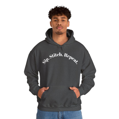 Sip. Stitch. Repeat.™ Hoodie – Cozy Crochet & Knitting Hoodie for Yarn Lovers | Crafting Pullover Sweatshirt