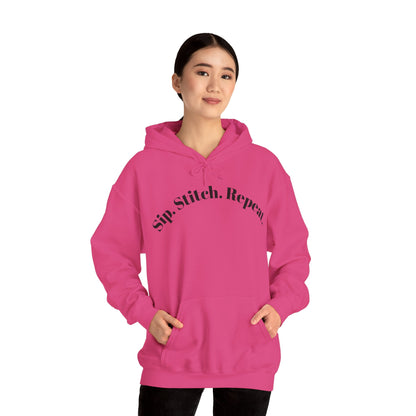 Sip. Stitch. Repeat.™ Hoodie – Cozy Crochet & Knitting Hoodie for Yarn Lovers | Crafting Pullover Sweatshirt
